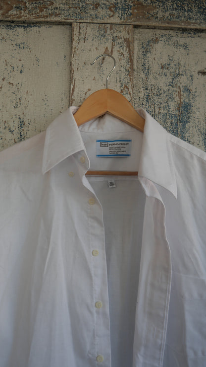 1970s White Oxford Shirt | L