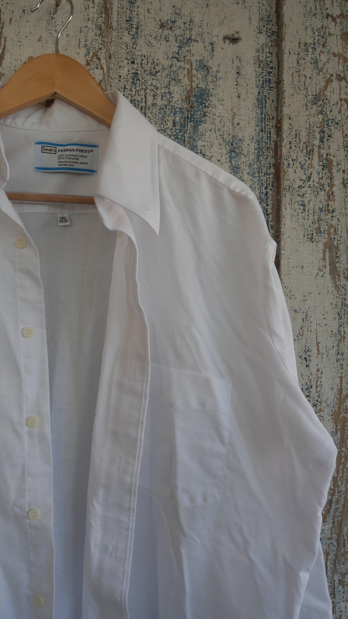 1970s White Oxford Shirt | L