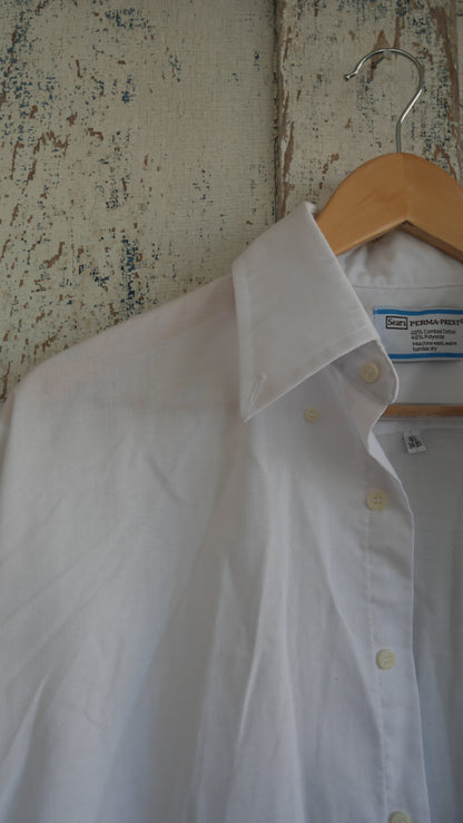 1970s White Oxford Shirt | L