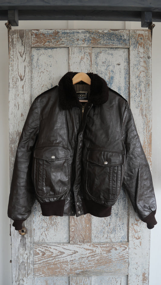 1980s Aviator Leather Jacket | M