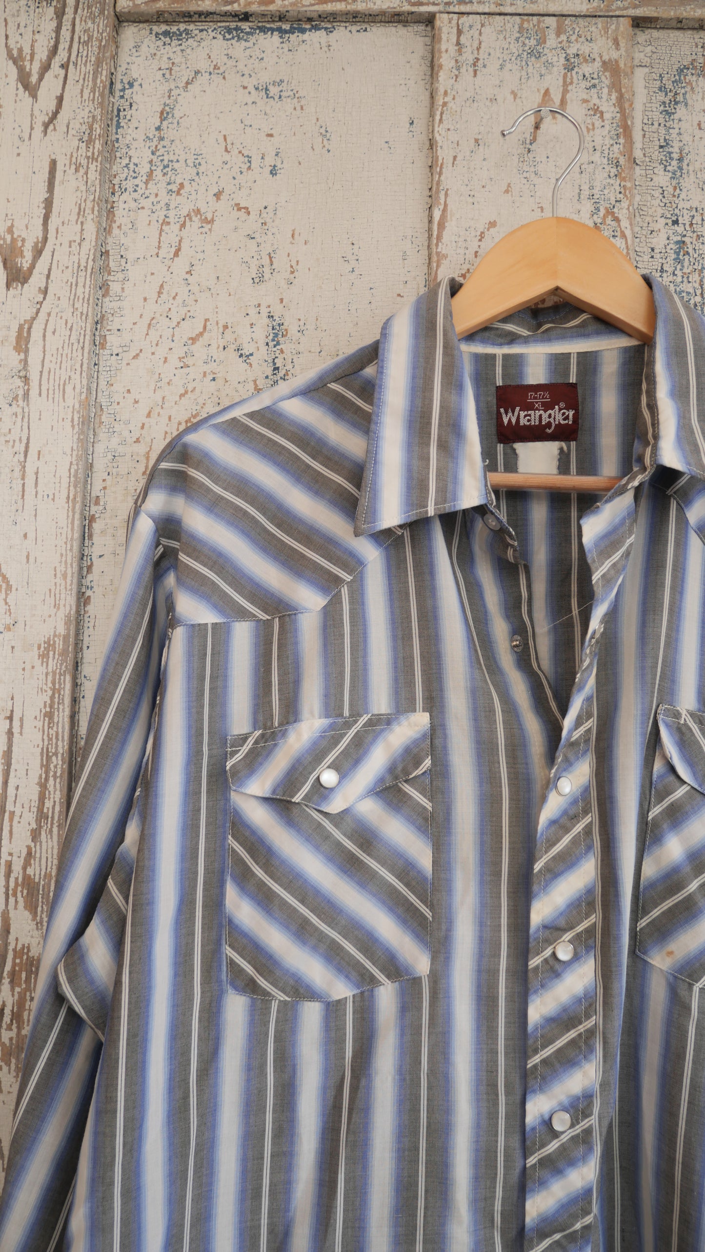 1980s Striped Pearl Snap Shirt | XL