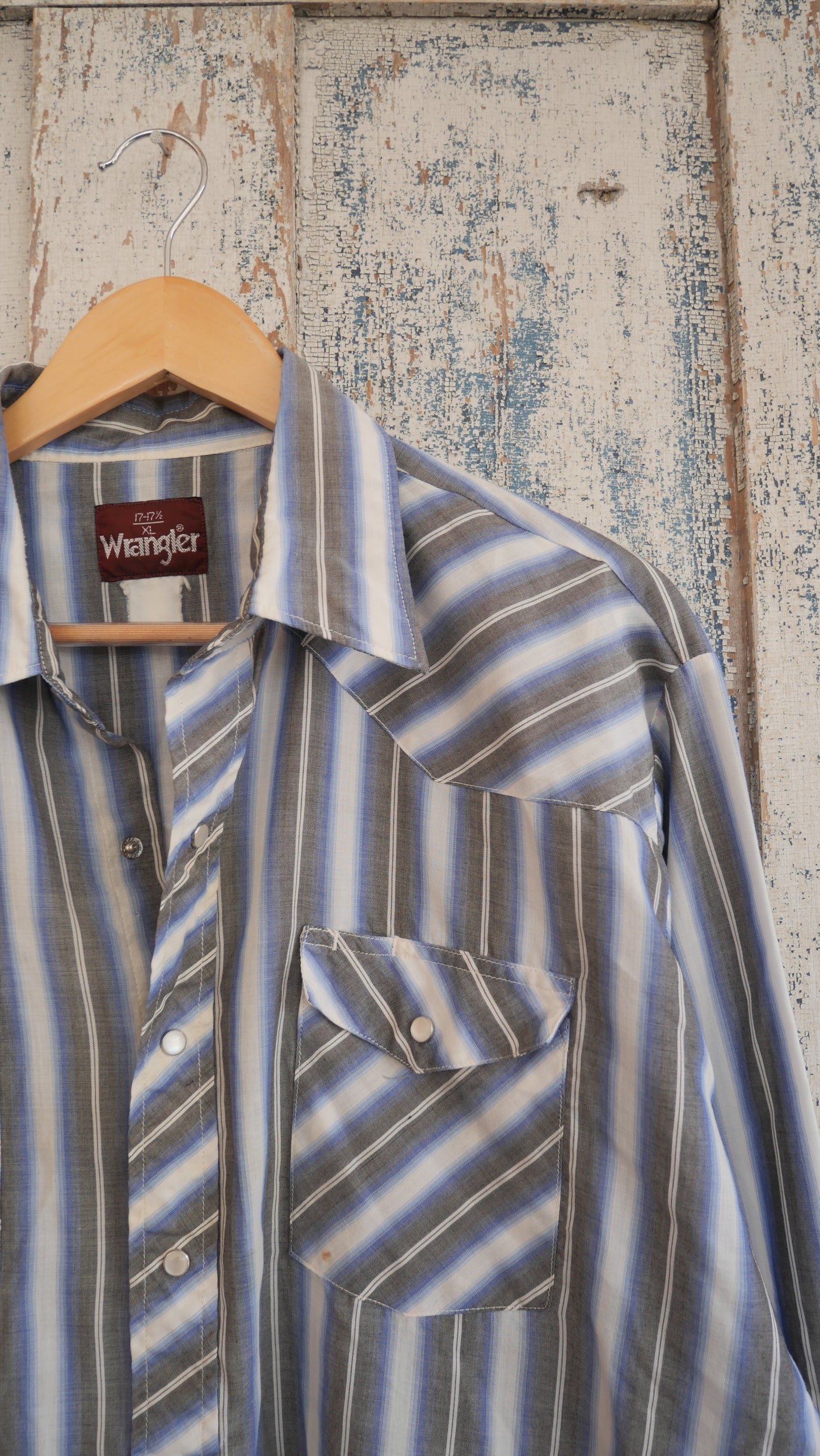 1980s Striped Pearl Snap Shirt | XL