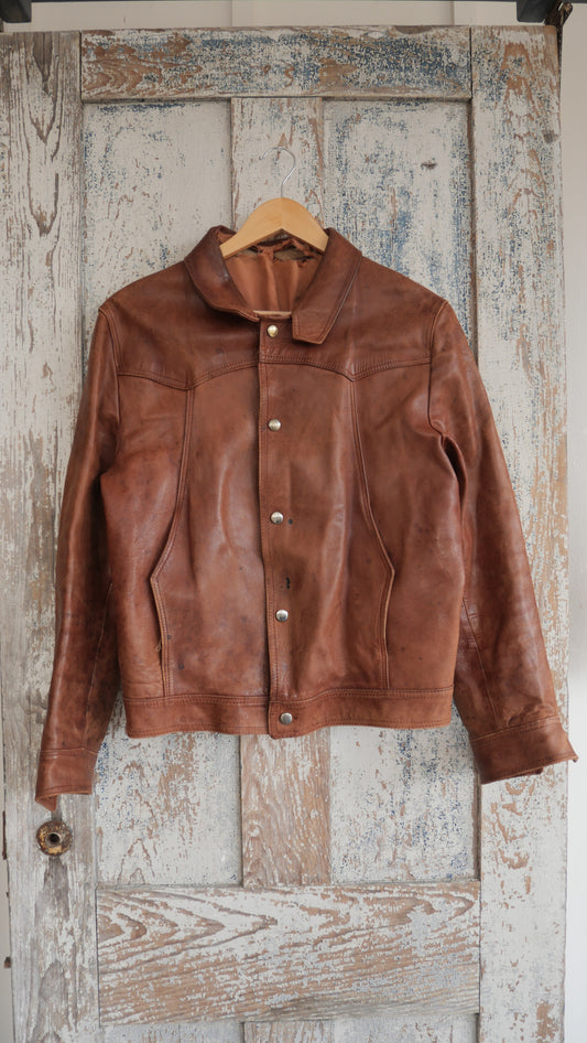 1970s Leather Trucker Jacket | M