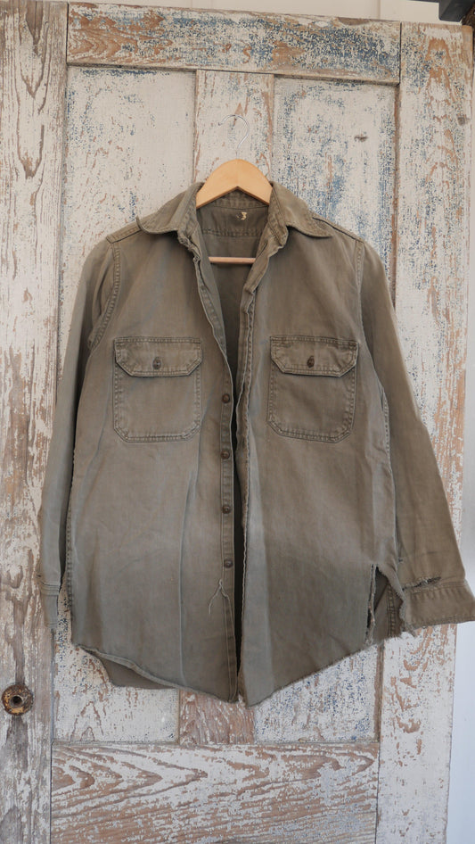 1960s Distressed Canvas Shirt | M