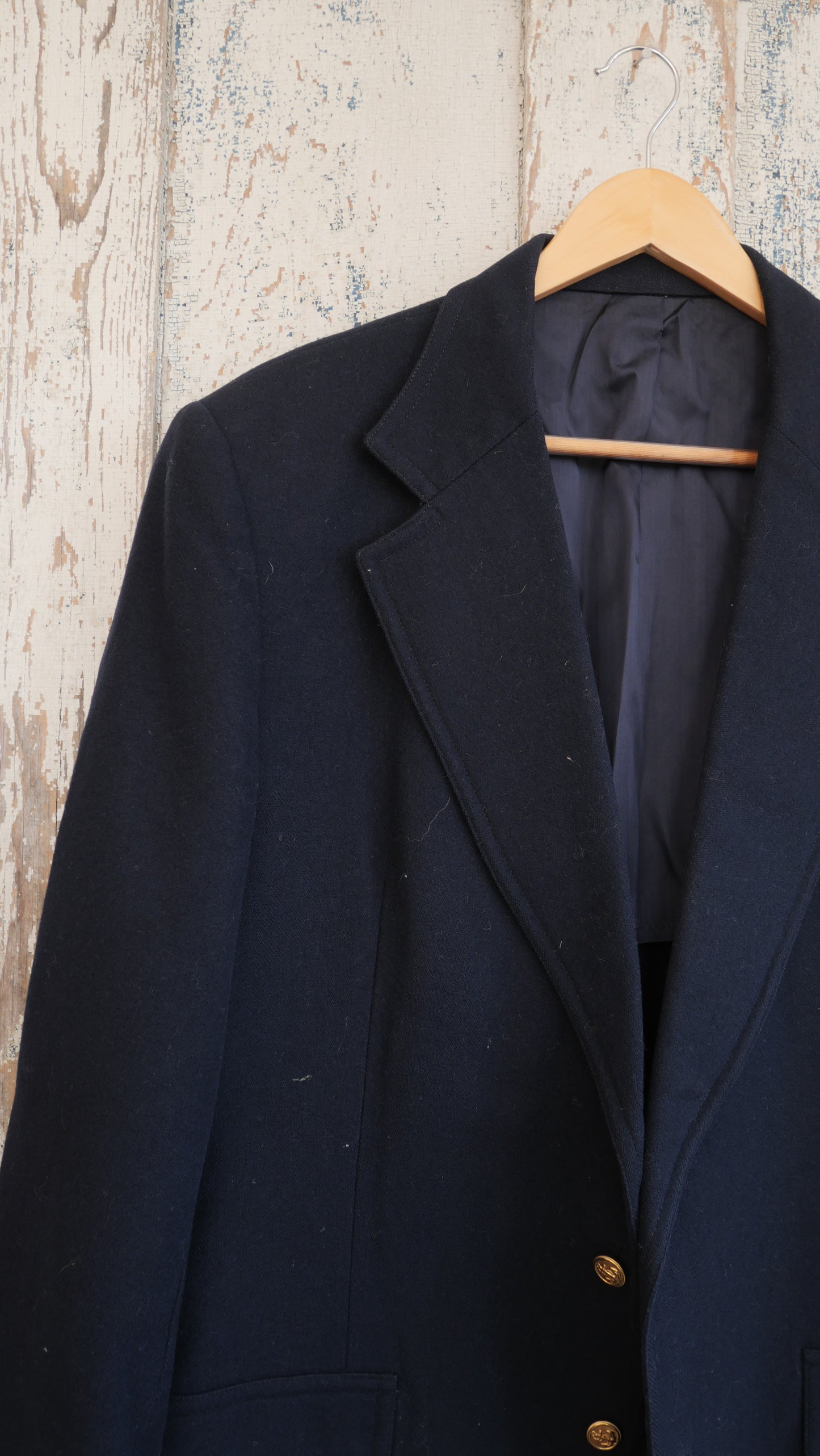 1970s Navy Wool Blazer | L