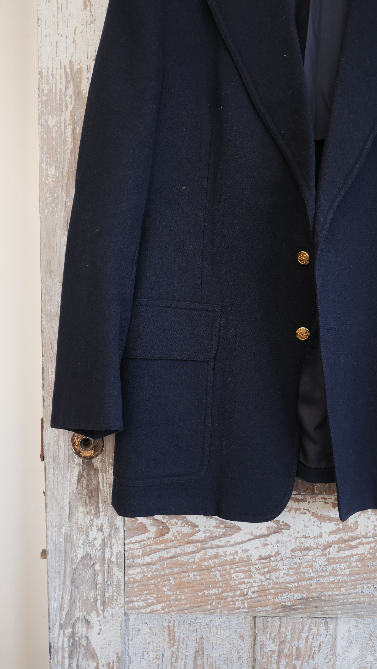 1970s Navy Wool Blazer | L