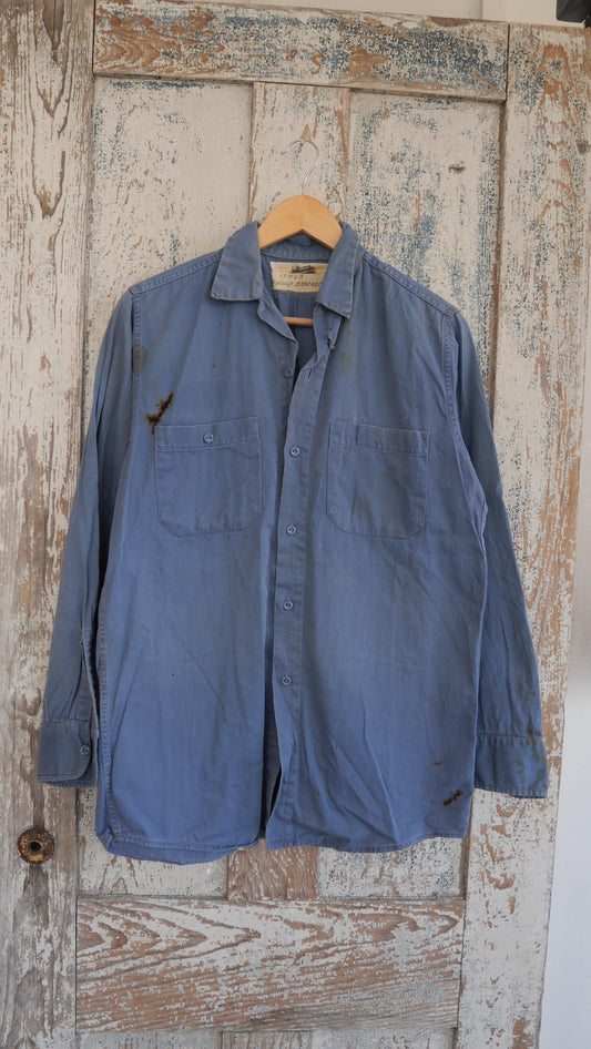 1970s Blue Work Shirt | L