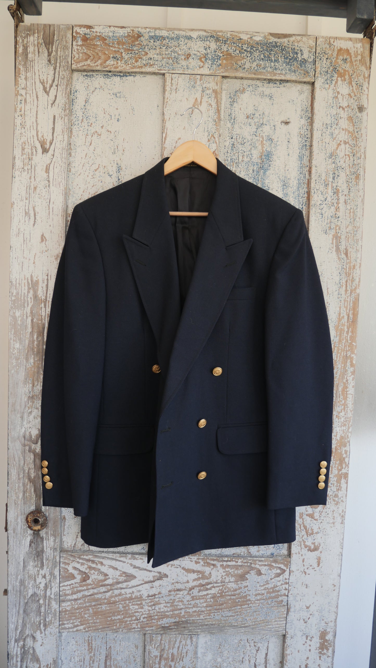1980s Navy Double Breasted Blazer | L