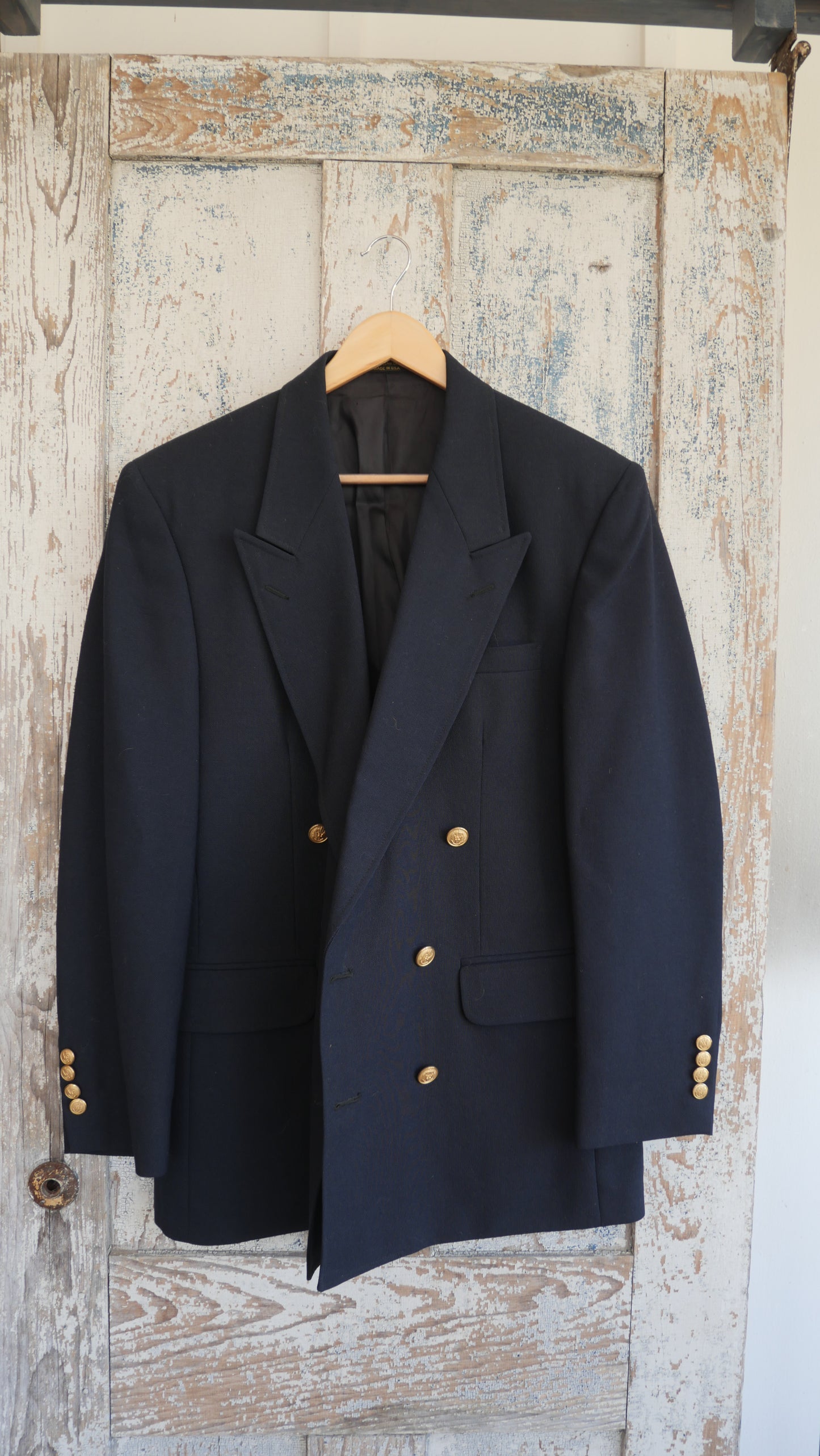 1980s Navy Double Breasted Blazer | L