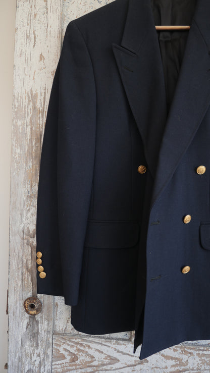 1980s Navy Double Breasted Blazer | L