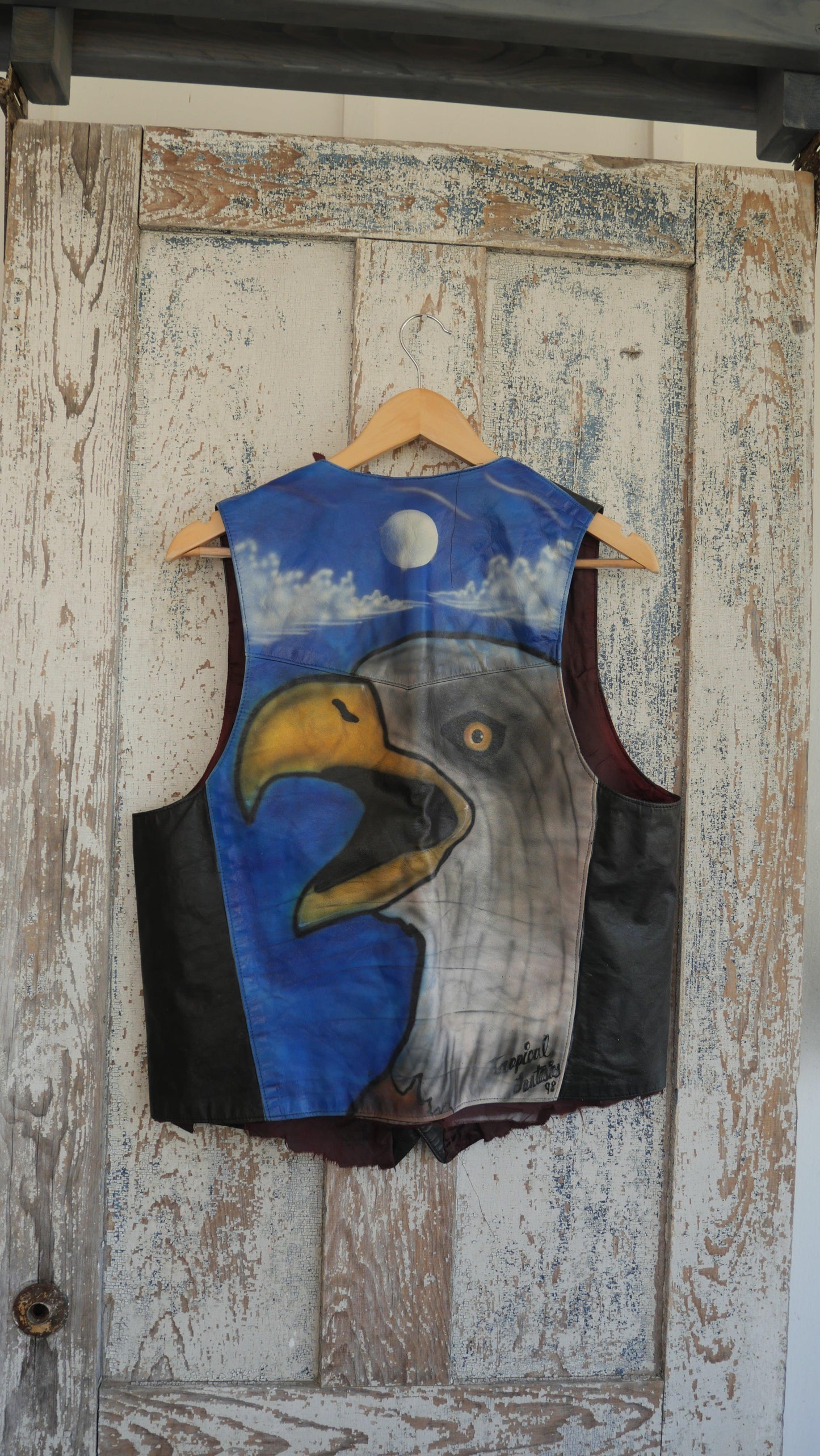 1980s Painted Leather Vest | L