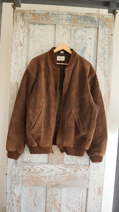 1990s Boxy Suede Bomber Jacket | XL