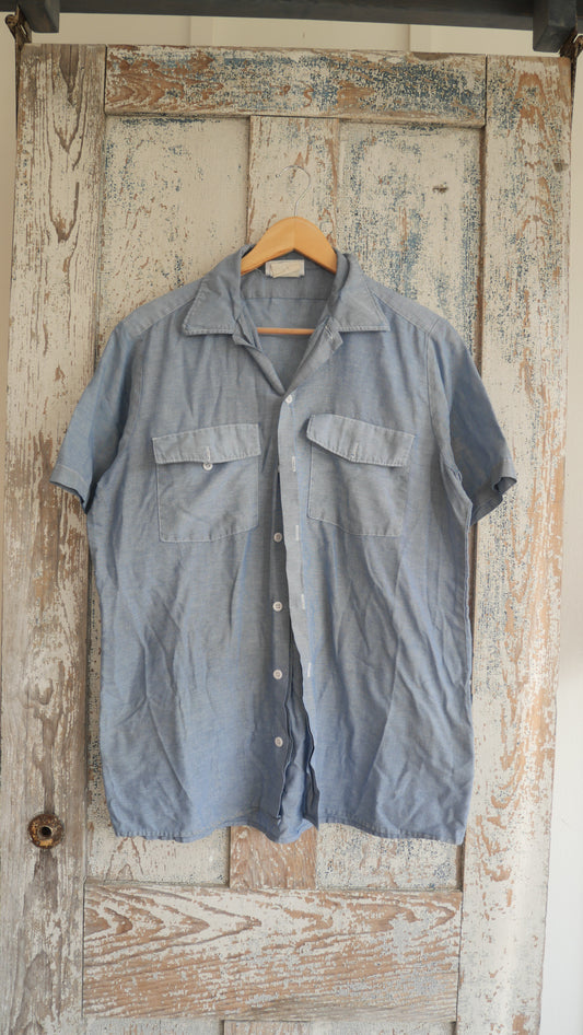 1980s Faded Dickies Chambray Shirt | L