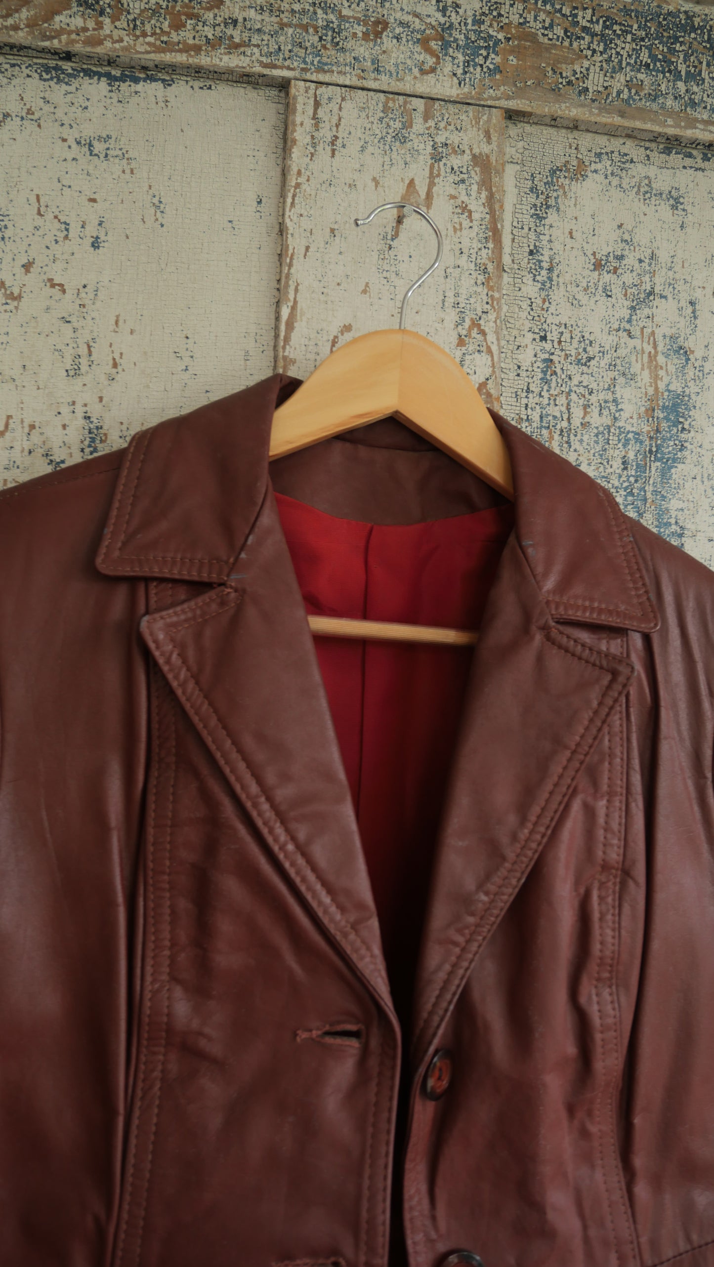 1970s Cherry Leather Blazer | S