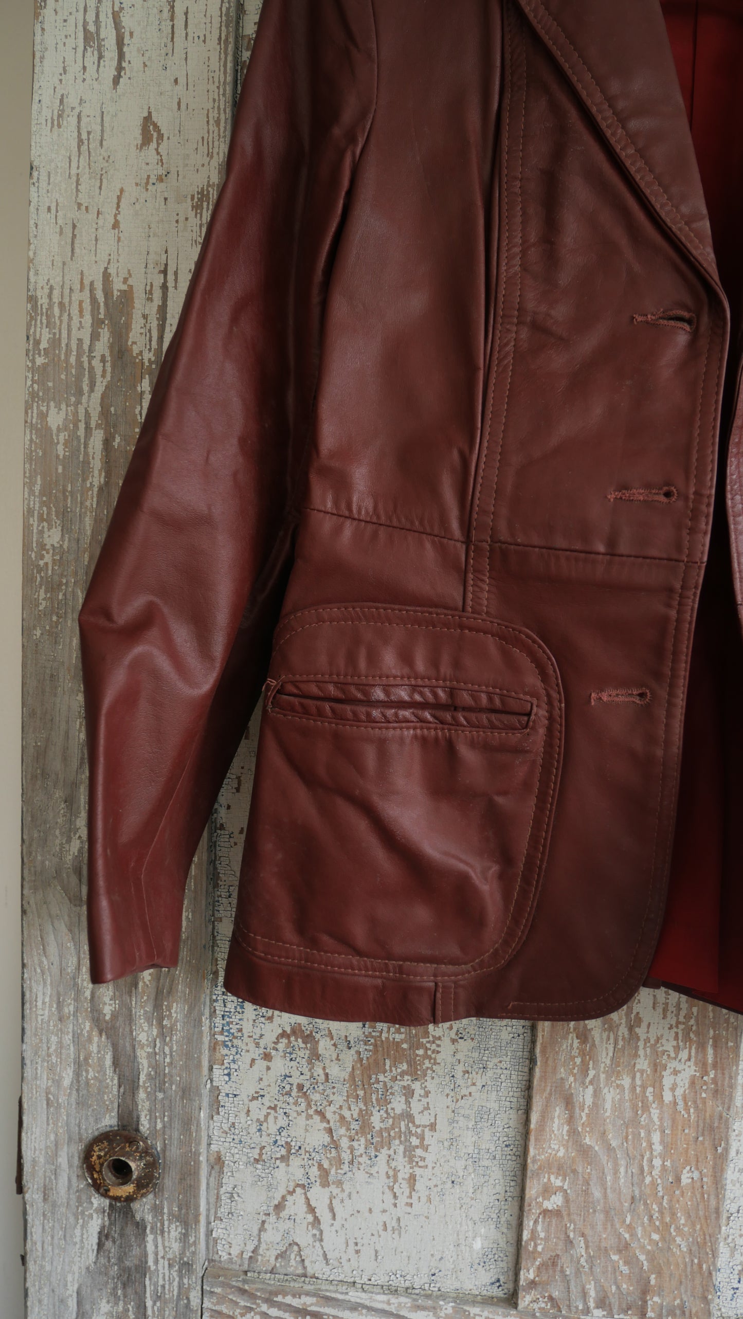 1970s Cherry Leather Blazer | S