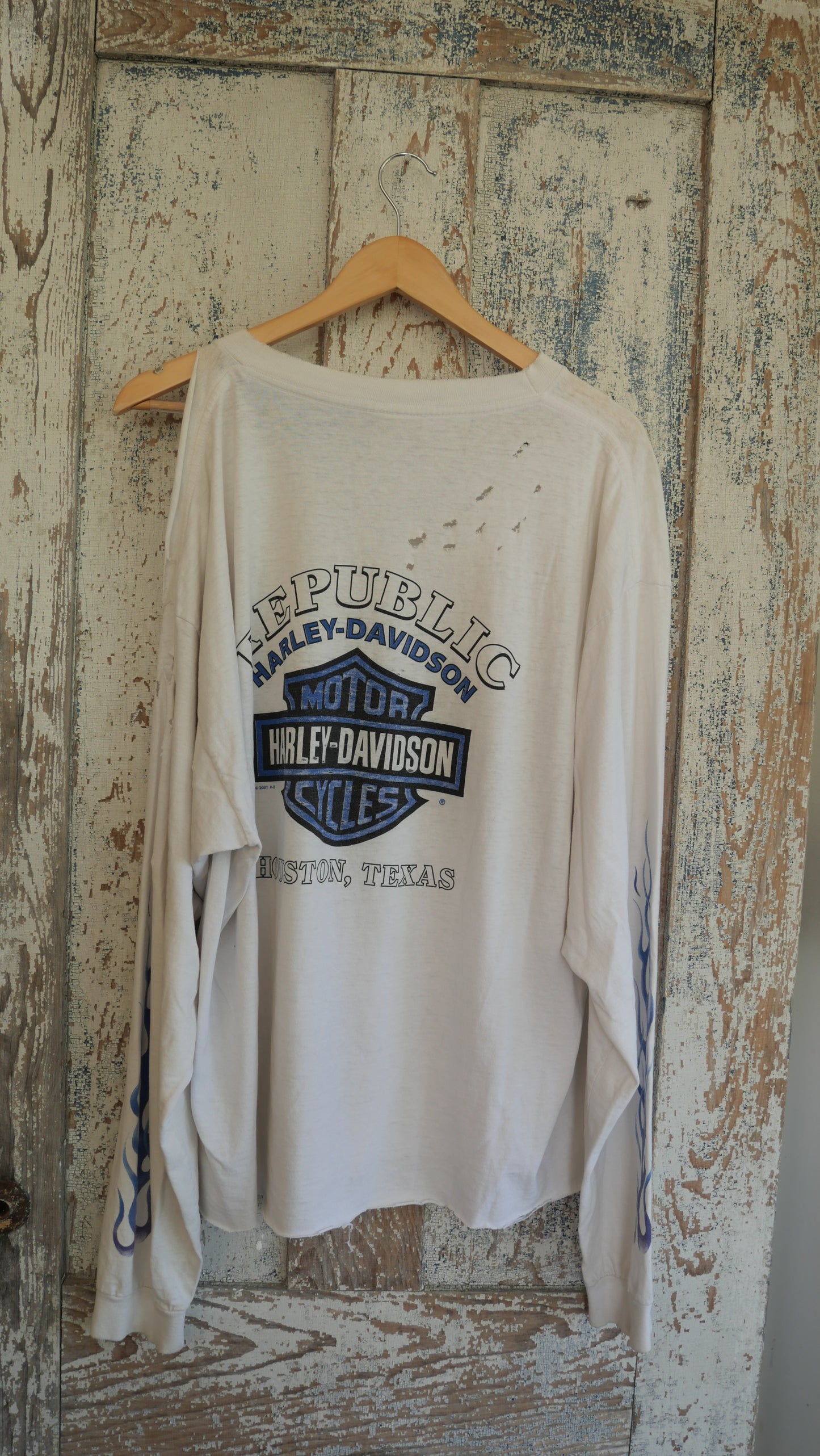 2000s Long Sleeve Distressed Harley Tee | L