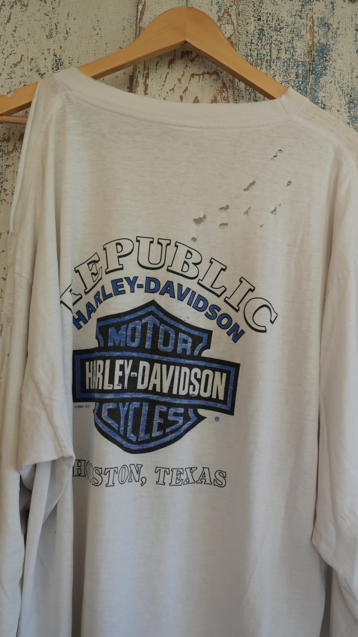 2000s Long Sleeve Distressed Harley Tee | L