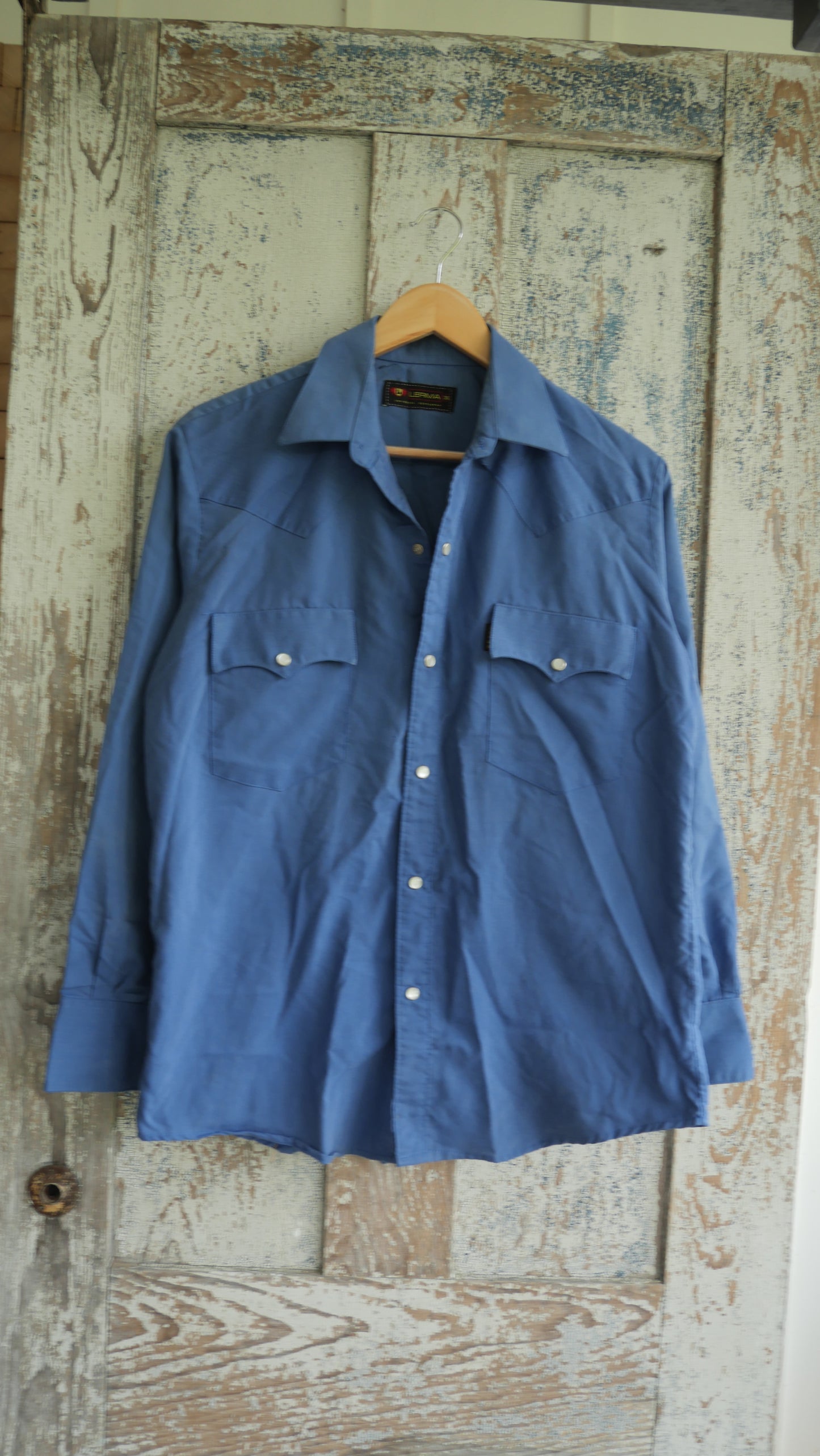 1980s Blue Western Shirt | M