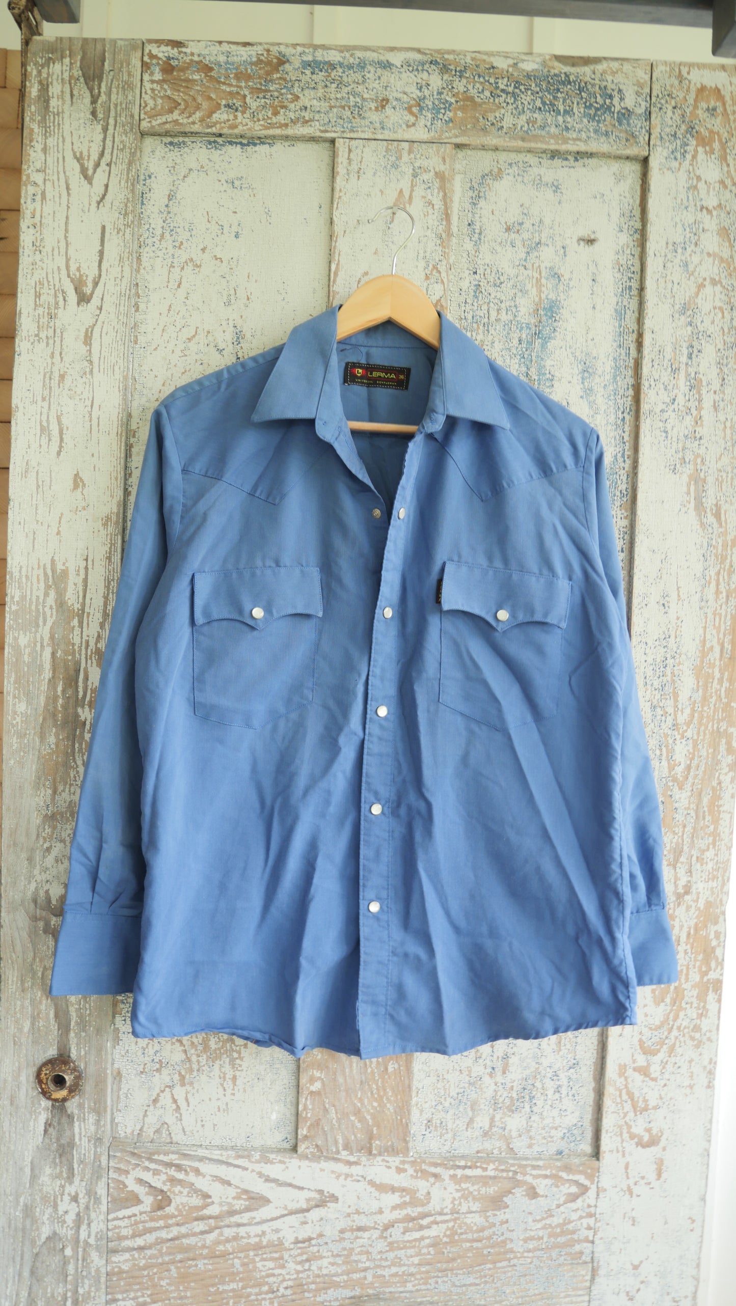 1980s Blue Western Shirt | M