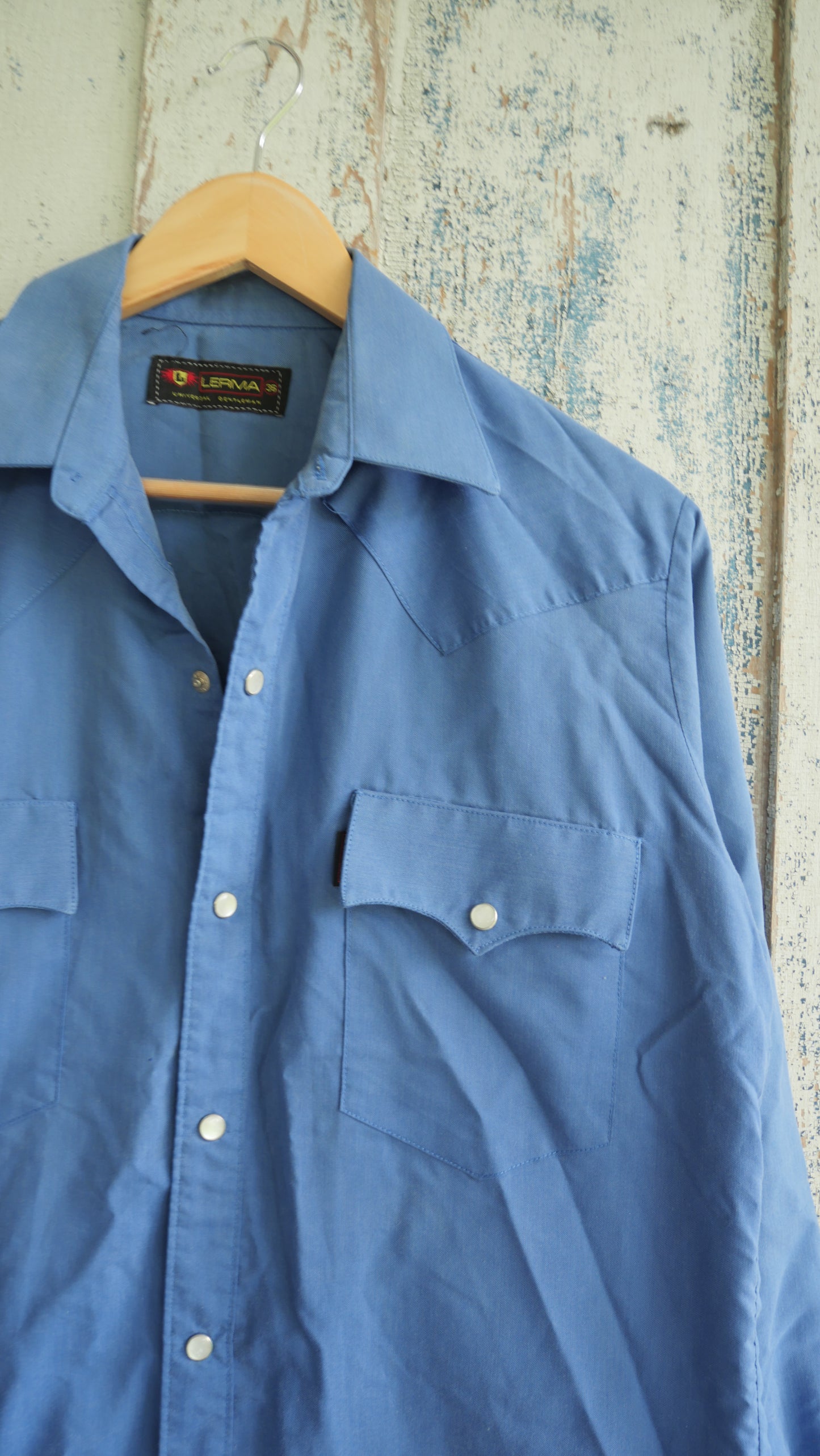 1980s Blue Western Shirt | M