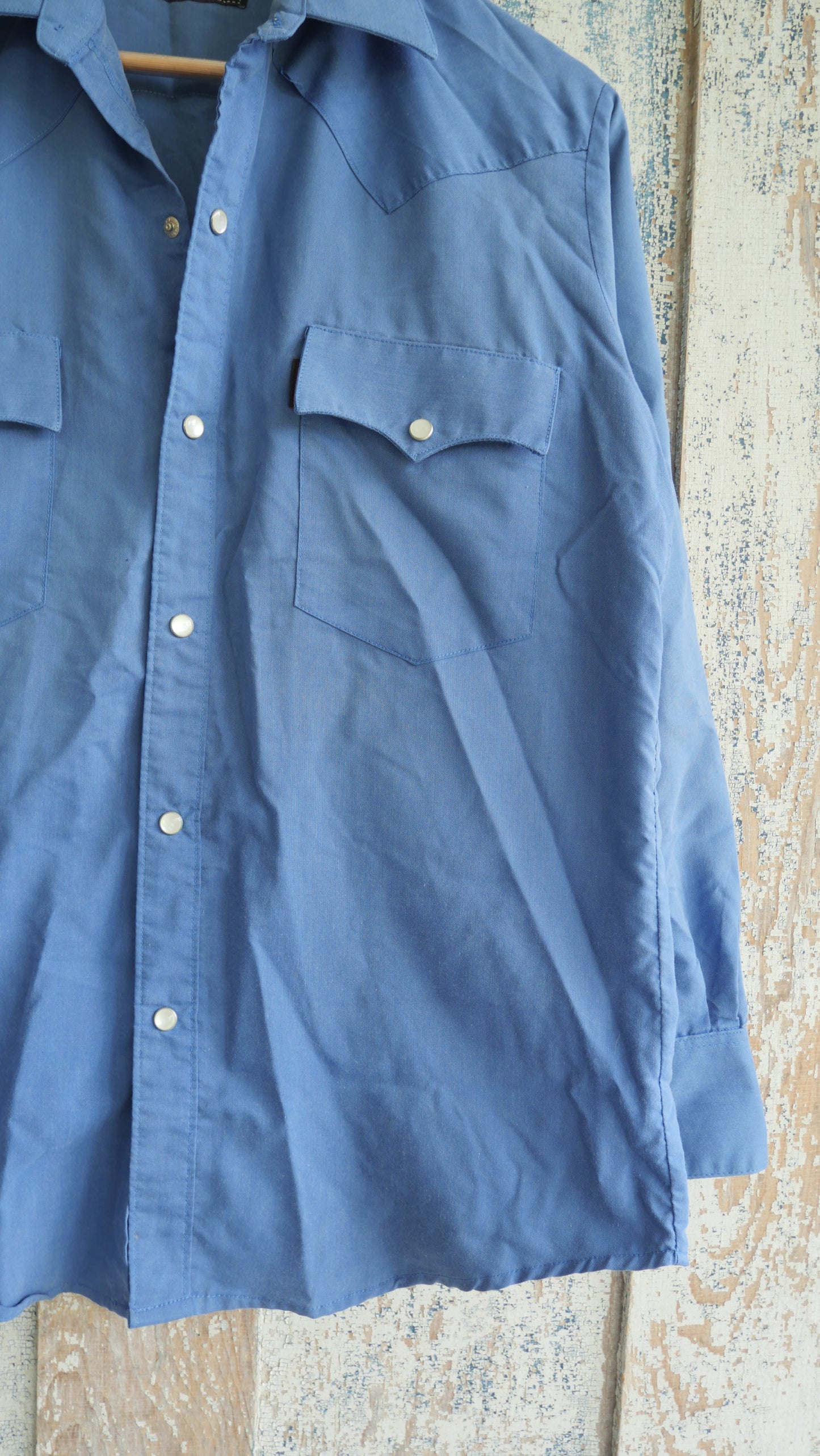 1980s Blue Western Shirt | M