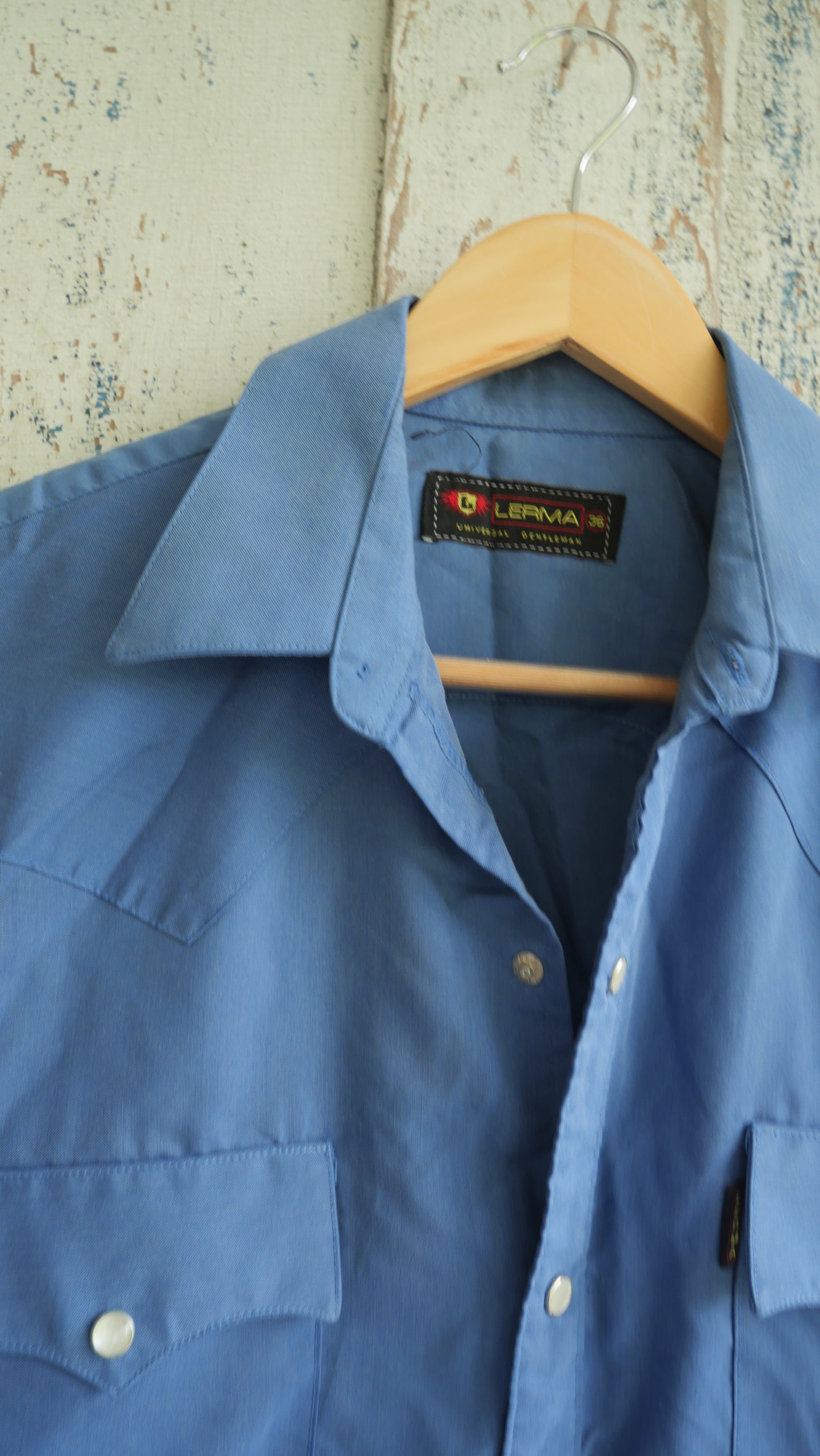 1980s Blue Western Shirt | M