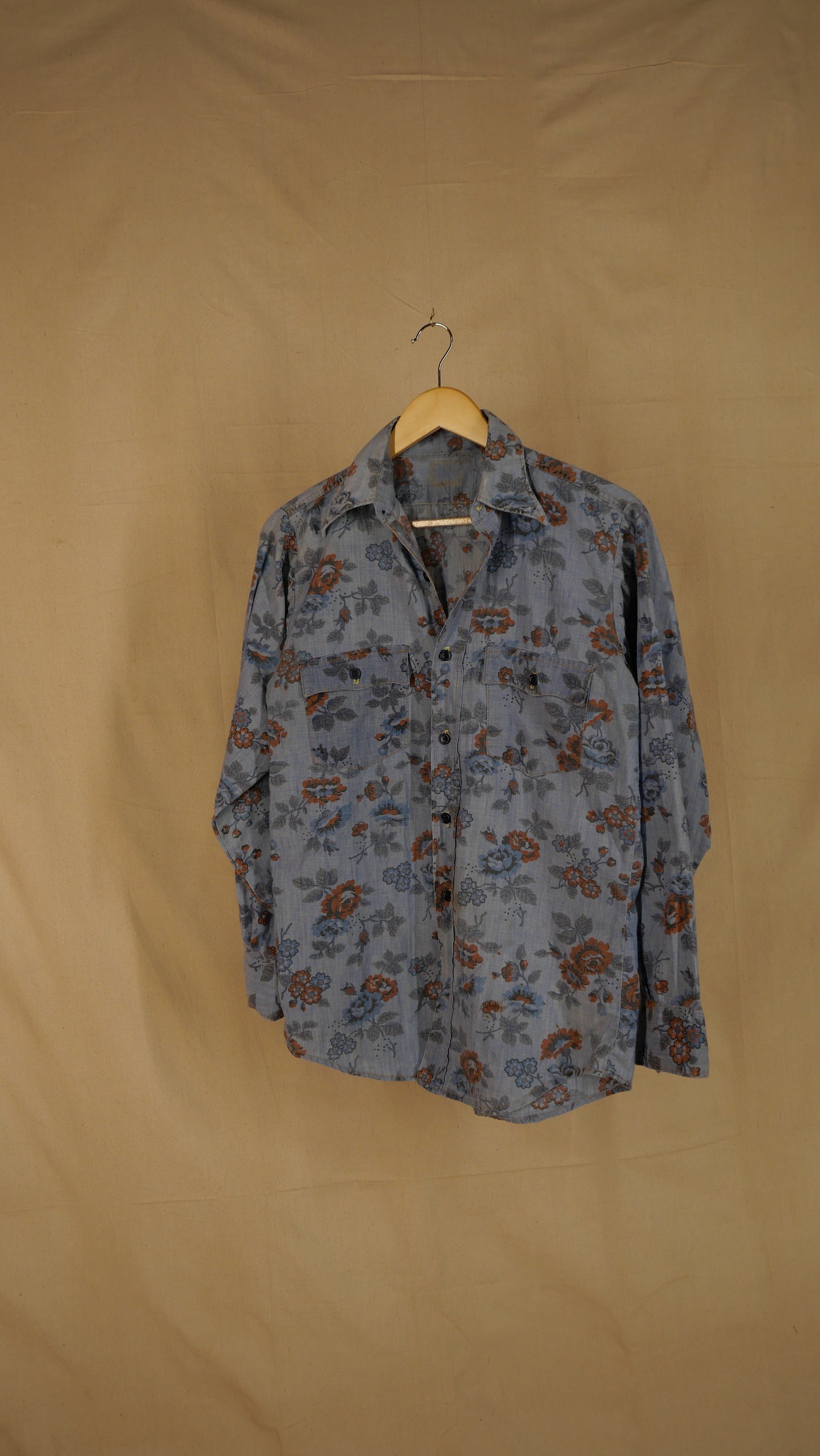 1970s Flower Western Shirt | M