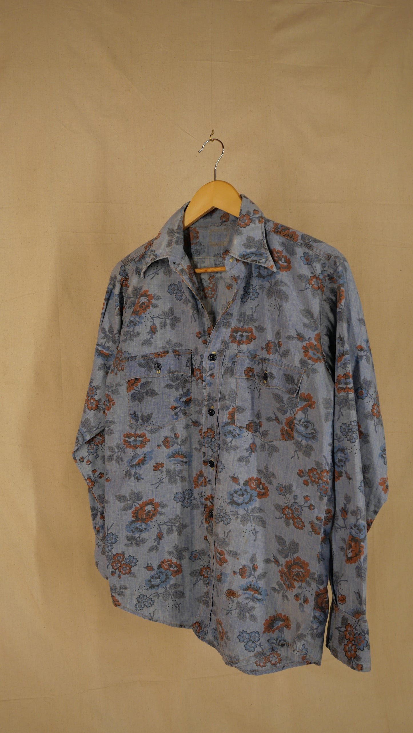 1970s Flower Western Shirt | M