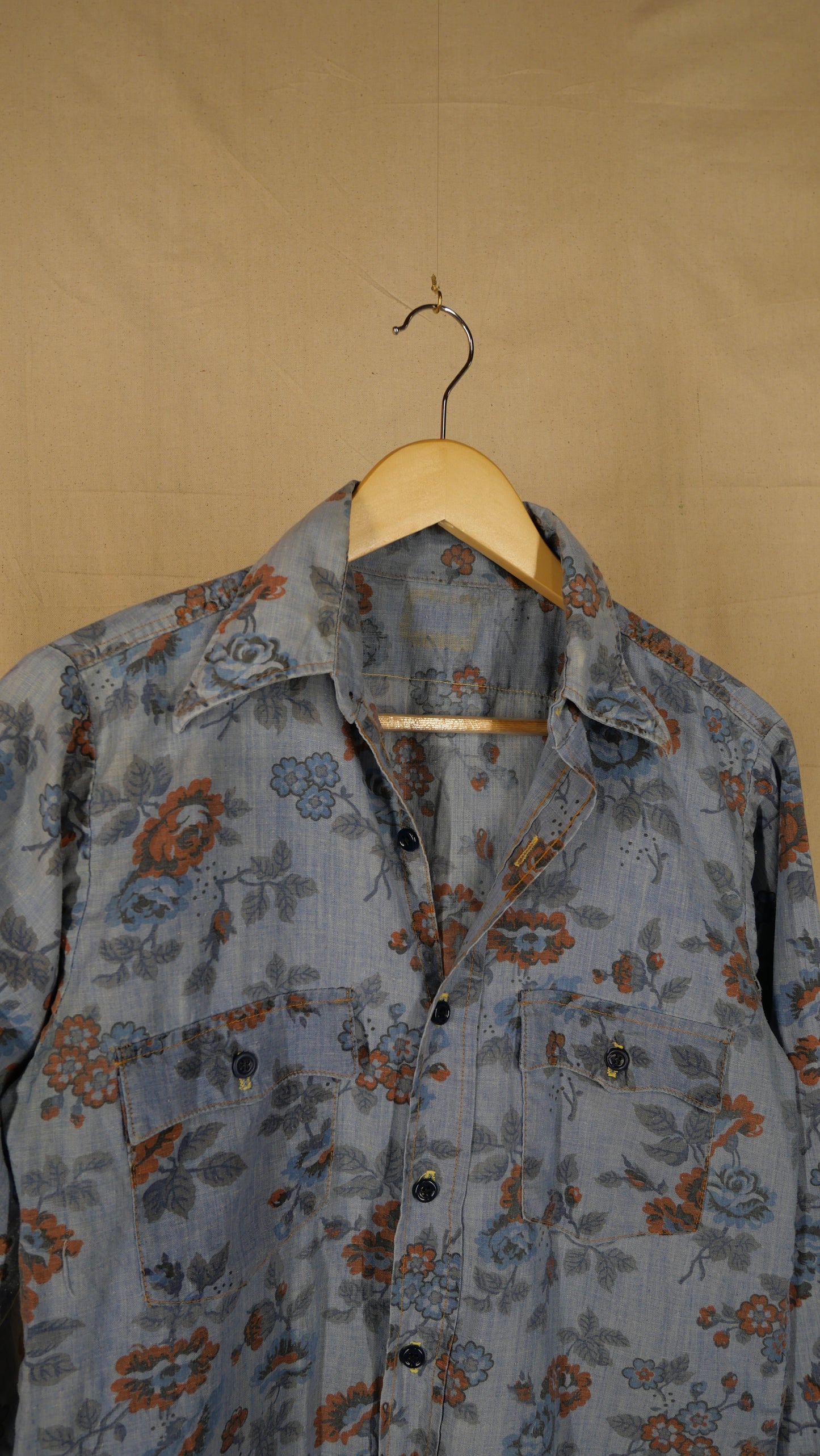 1970s Flower Western Shirt | M