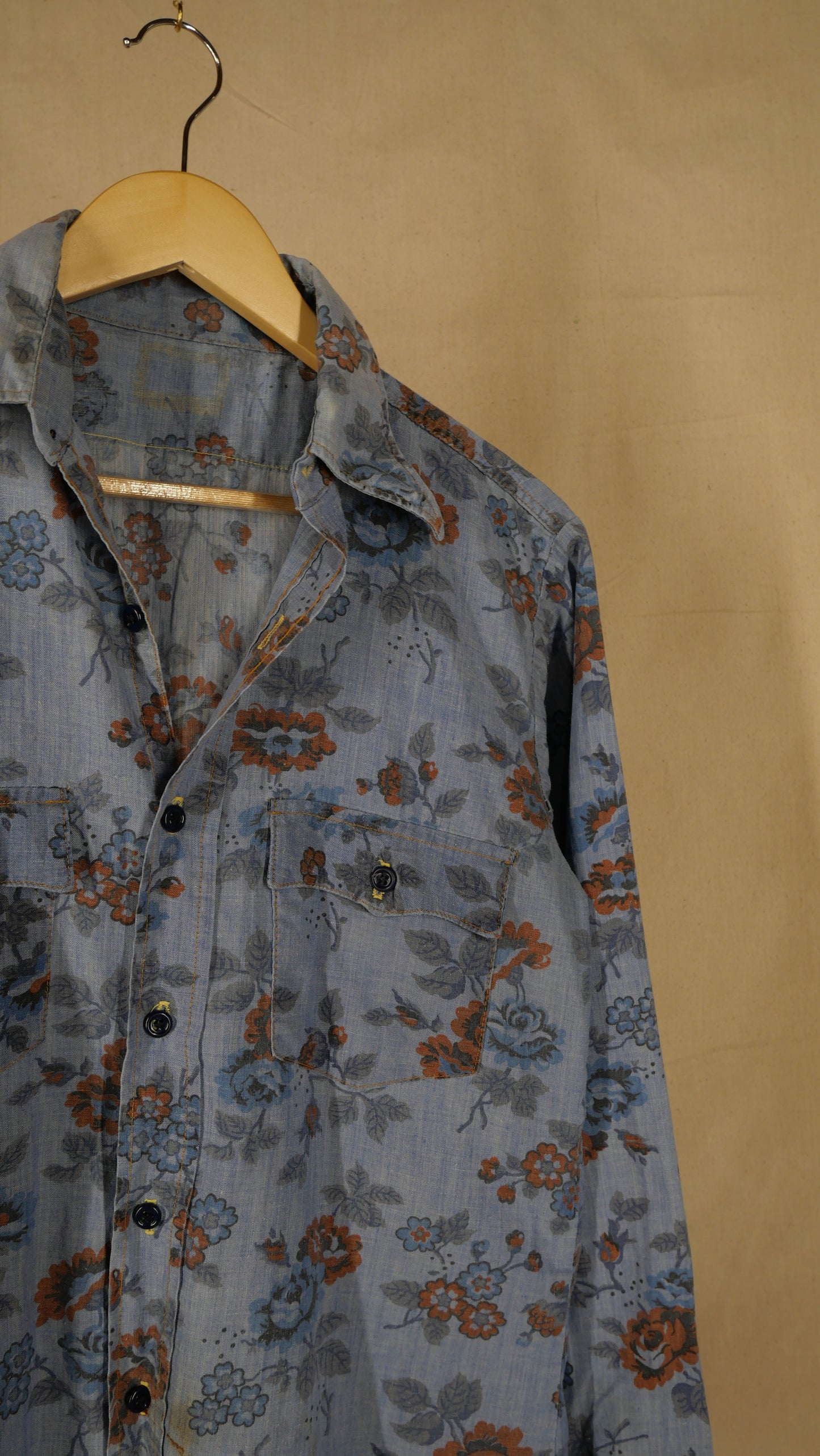 1970s Flower Western Shirt | M