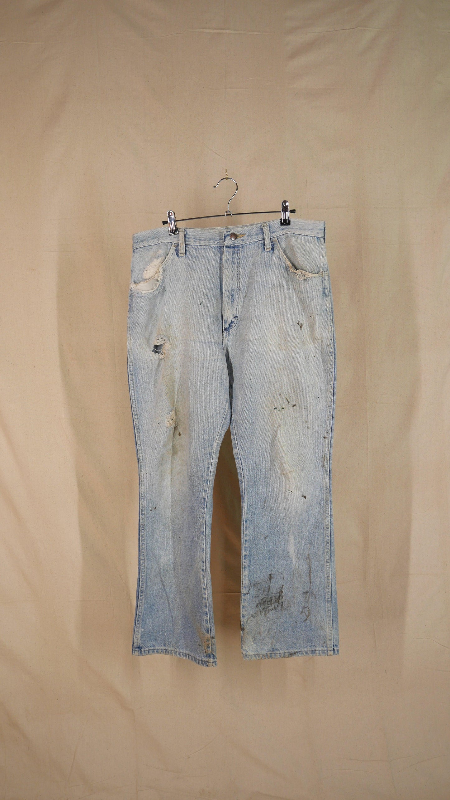 1970s Faded Flared Rustler Denim | 36