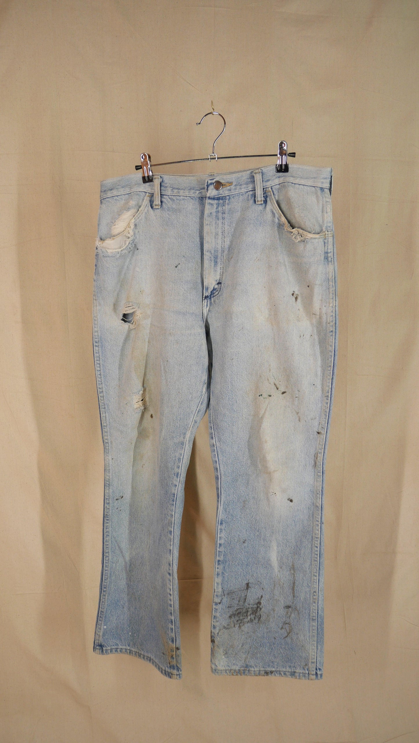 1970s Faded Flared Rustler Denim | 36