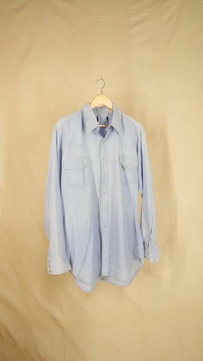 1980s Chambray Pearl Snap | XL