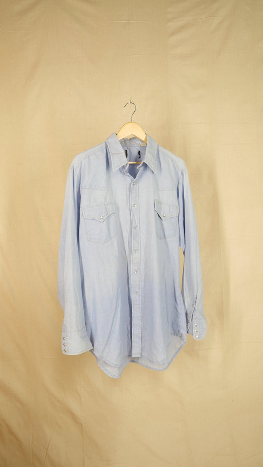 1980s Chambray Pearl Snap | XL