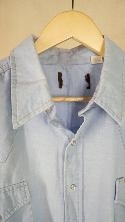1980s Chambray Pearl Snap | XL