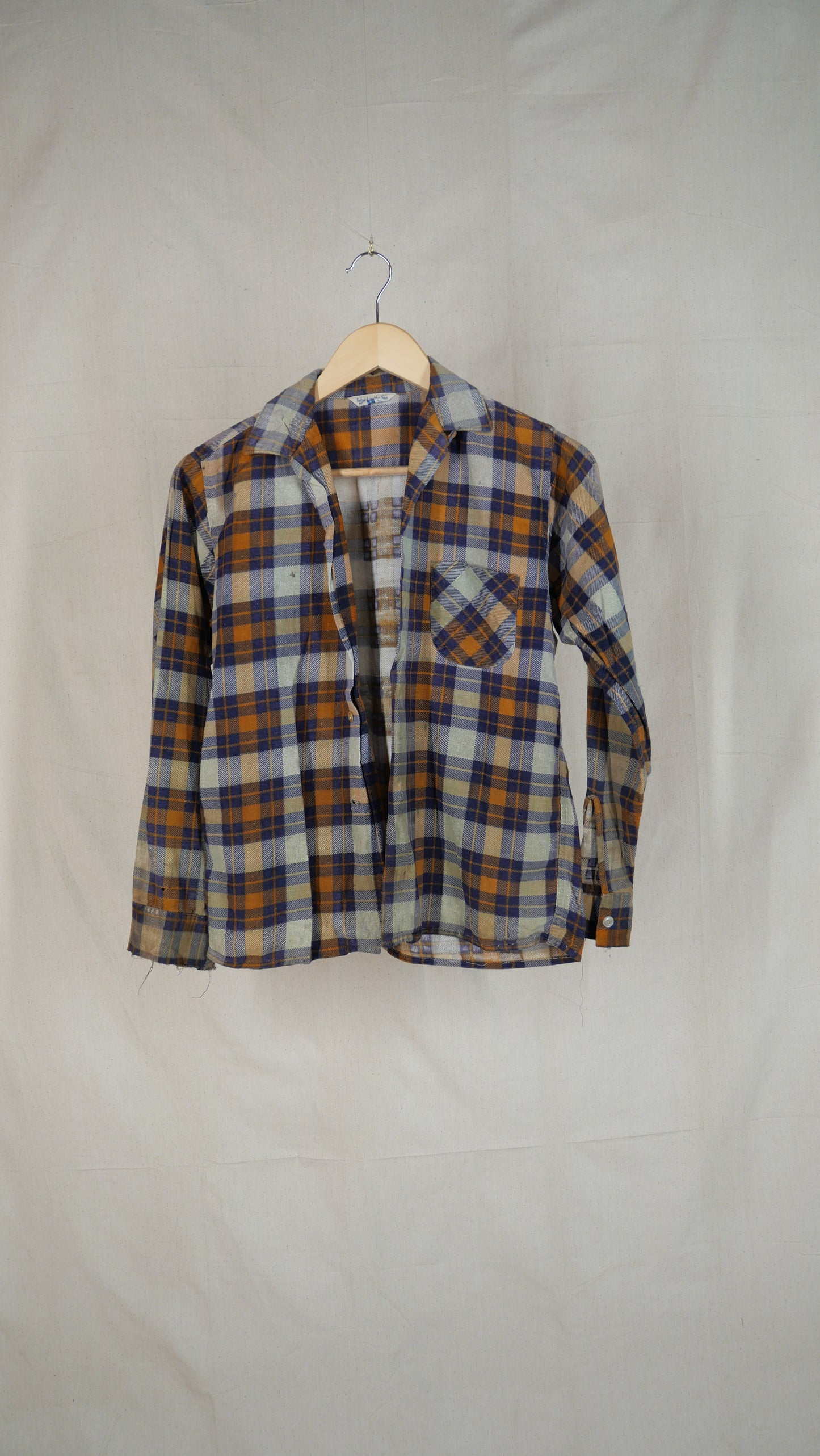 1960s Flannel Loop Collar Shirt | S