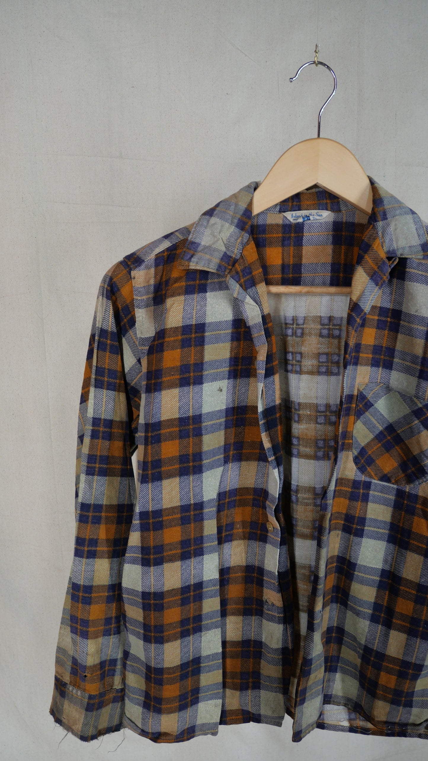 1960s Flannel Loop Collar Shirt | S