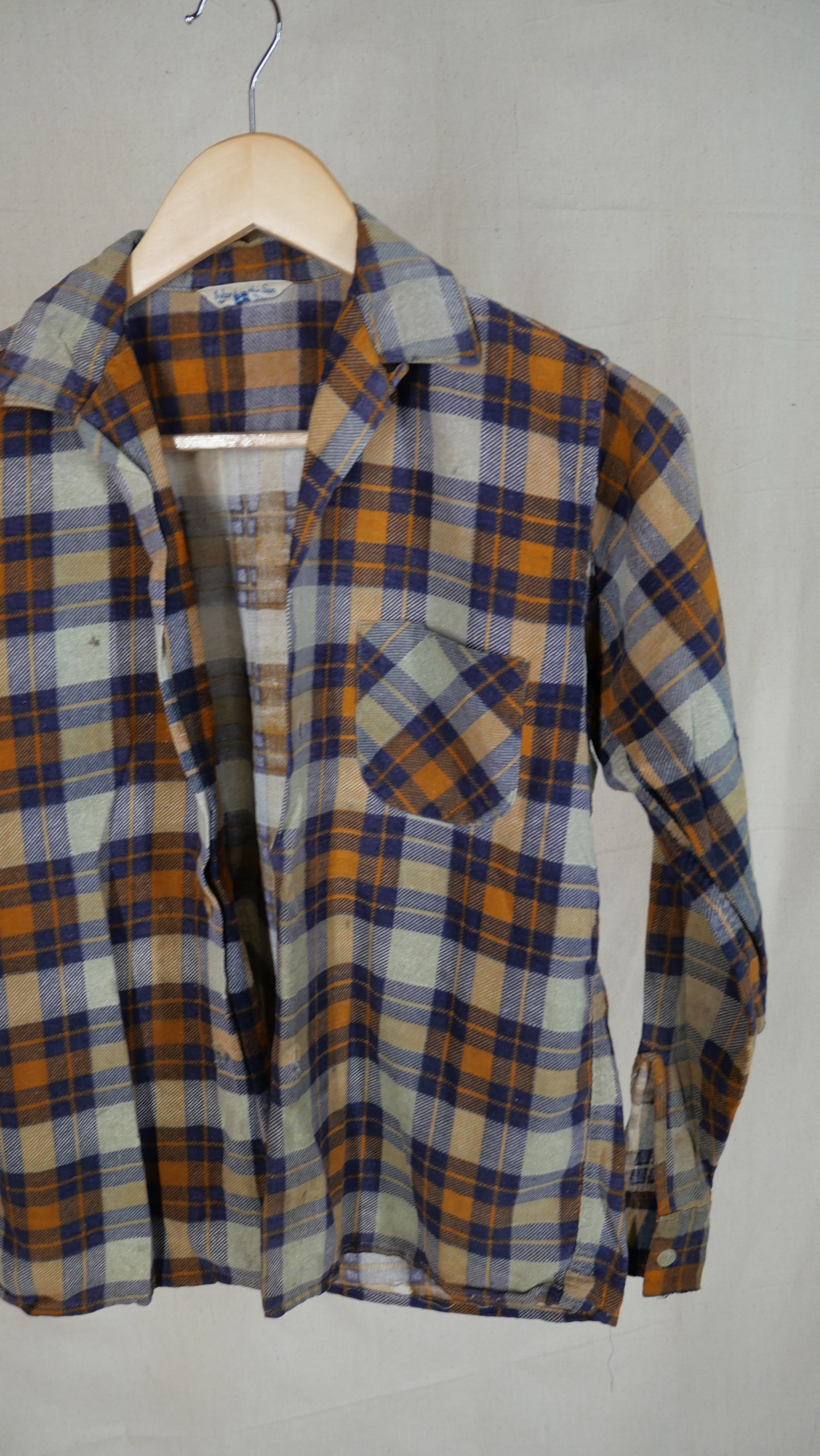 1960s Flannel Loop Collar Shirt | S