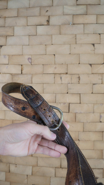 1970s Embossed Leather Belt | 30
