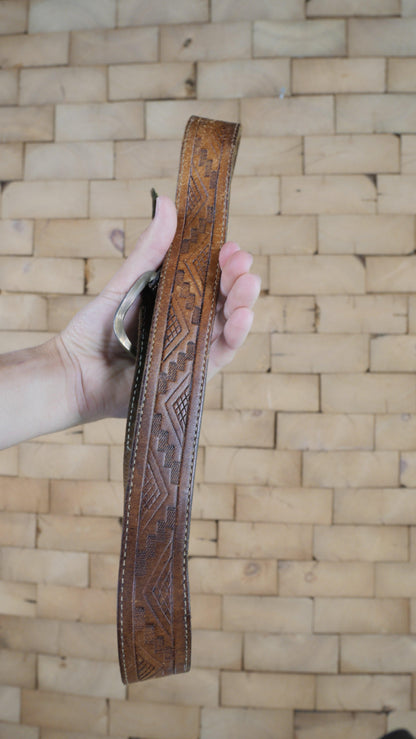 1970s Embossed Leather Belt | 30