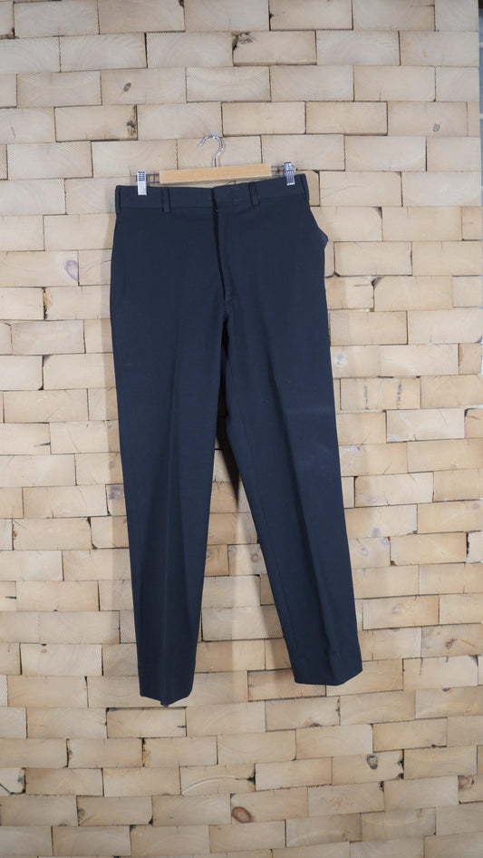 1970s Black Polyester Slacks | 31