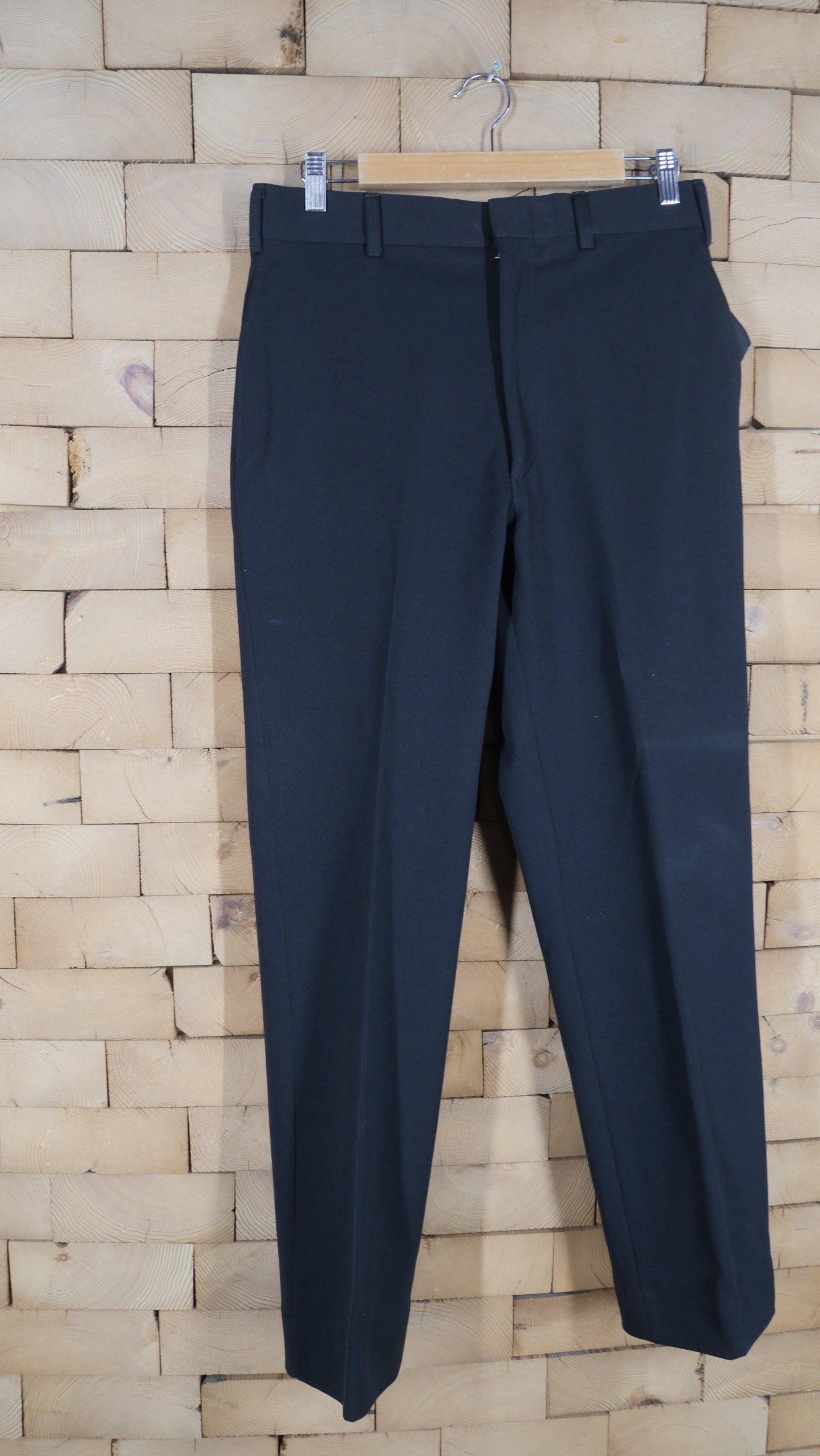 1970s Black Polyester Slacks | 31