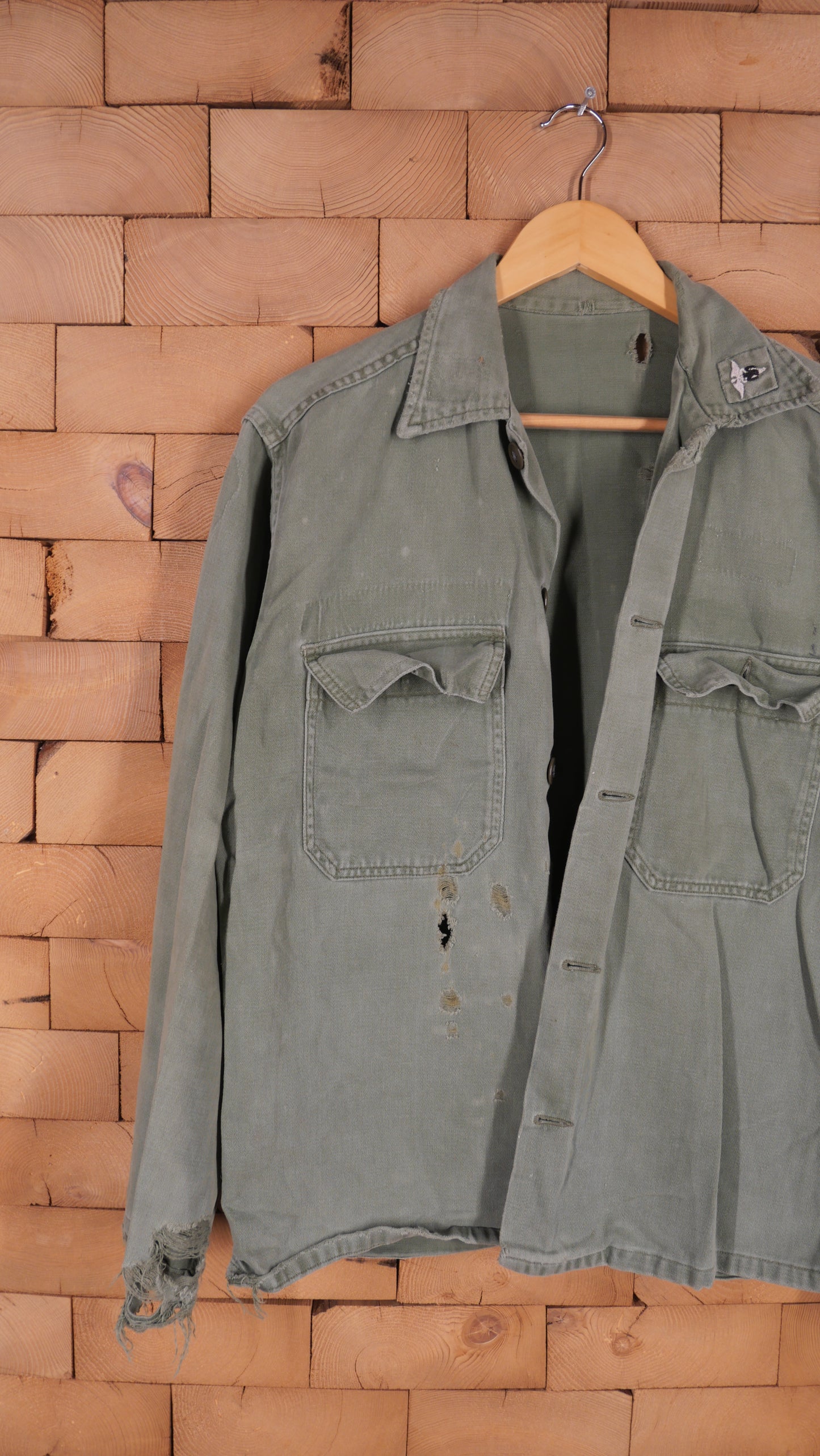 1960s Distressed Fatigue Shirt | L