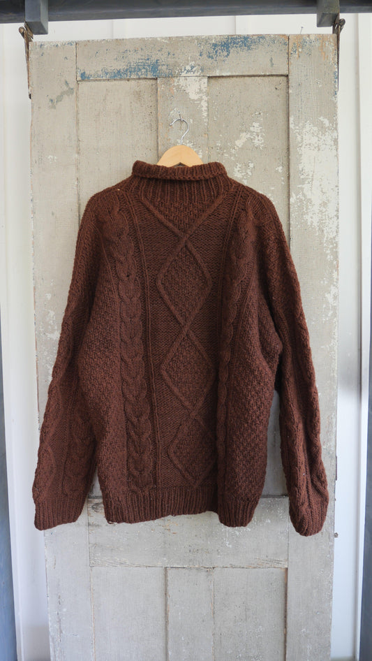 1980s Brown Cable Knit | XL