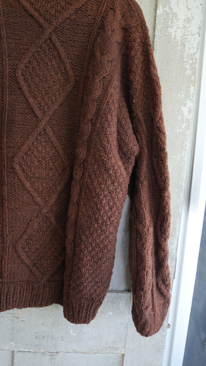 1980s Brown Cable Knit | XL