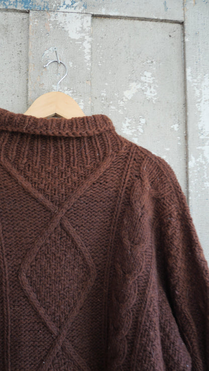 1980s Brown Cable Knit | XL