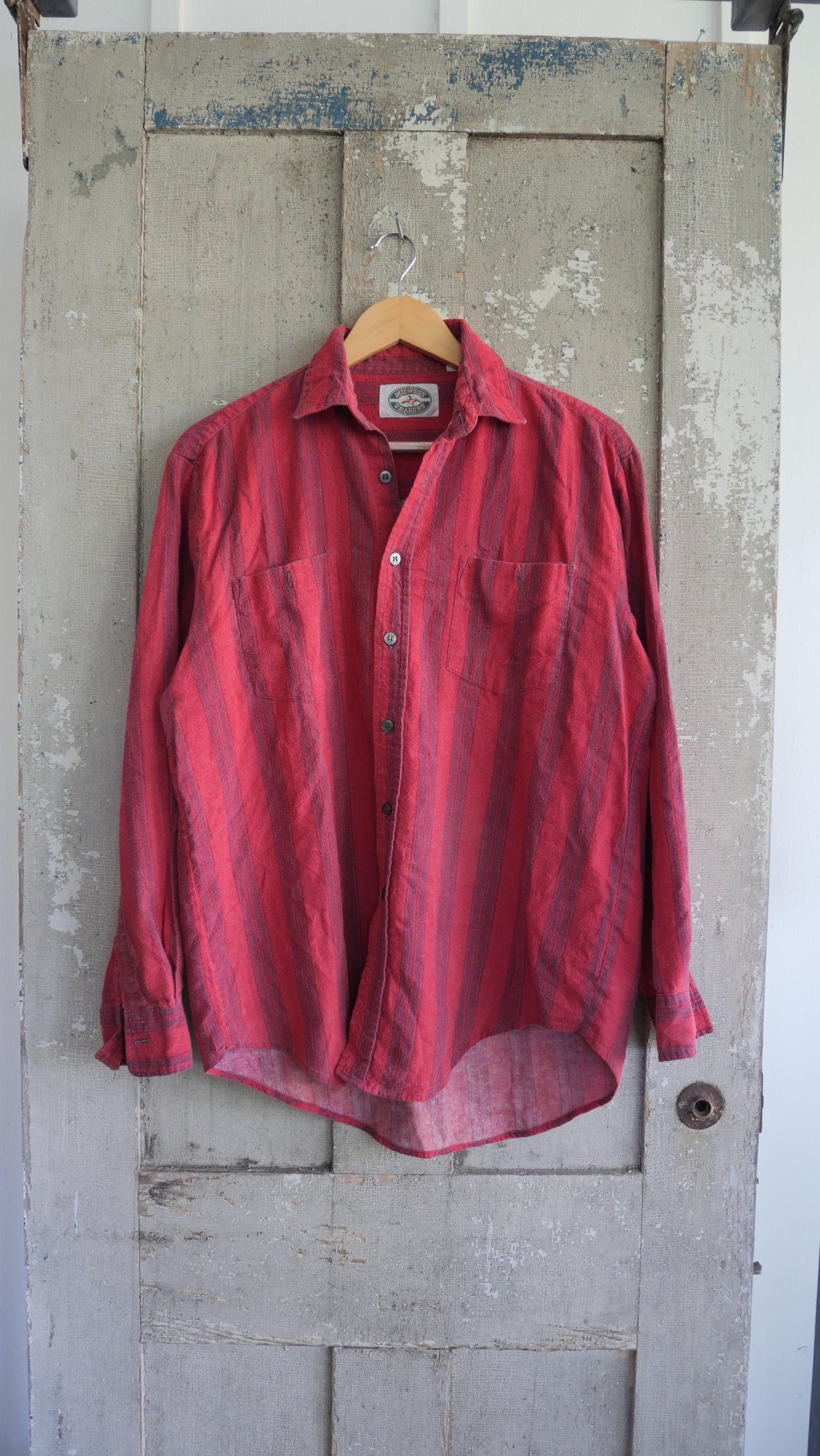 1990s Striped Flannel Shirt | L