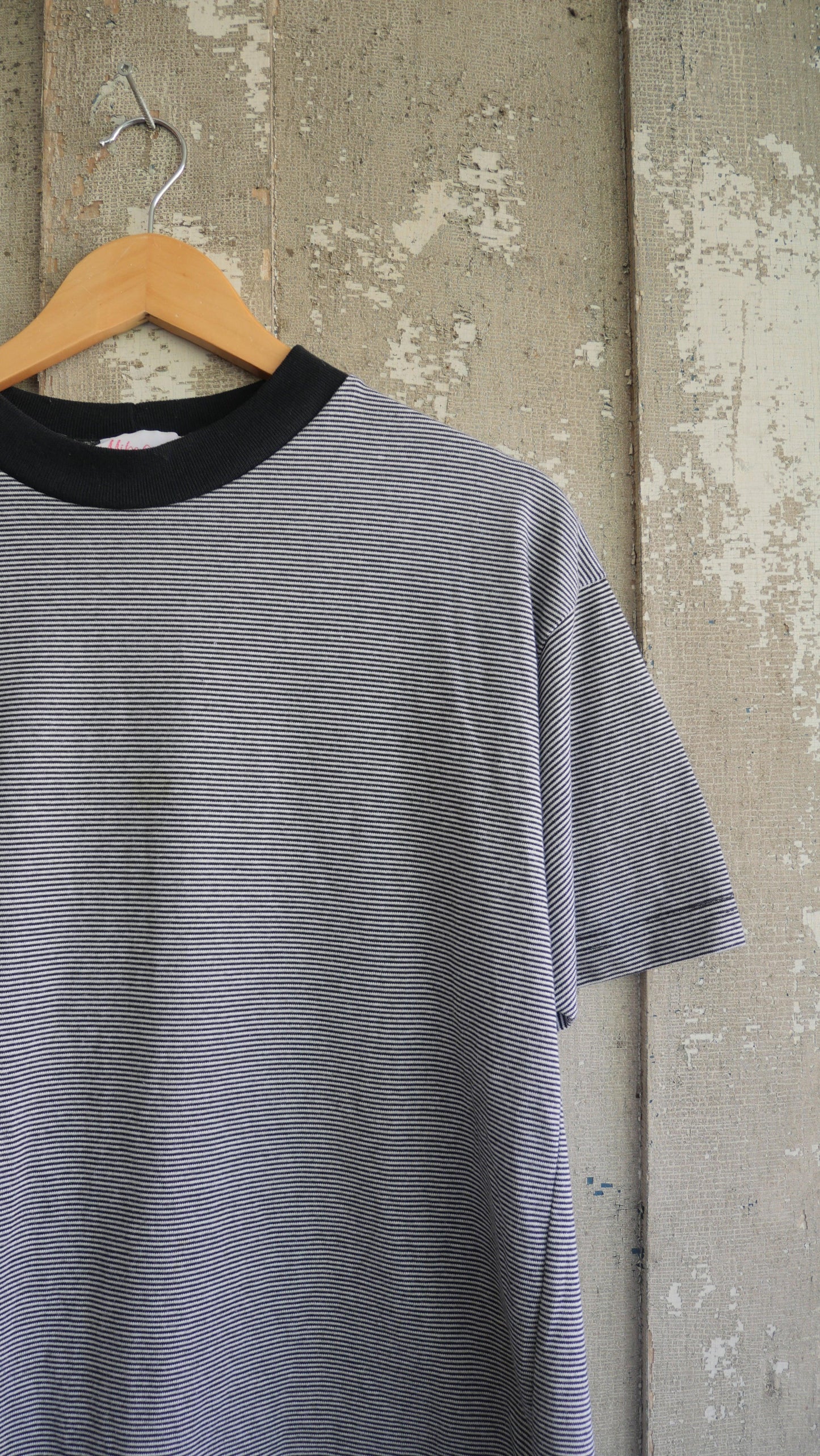 1990s Black + White Striped Tee | L