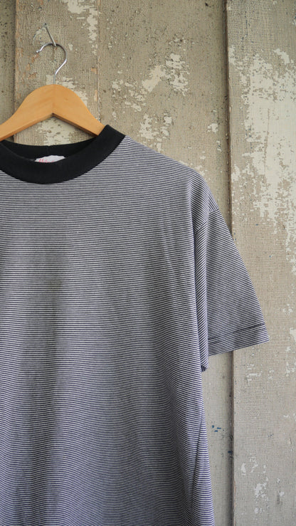 1990s Black + White Striped Tee | L