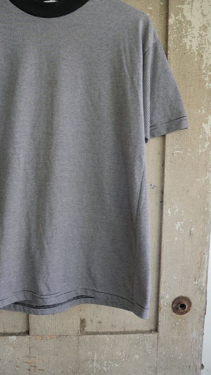 1990s Black + White Striped Tee | L